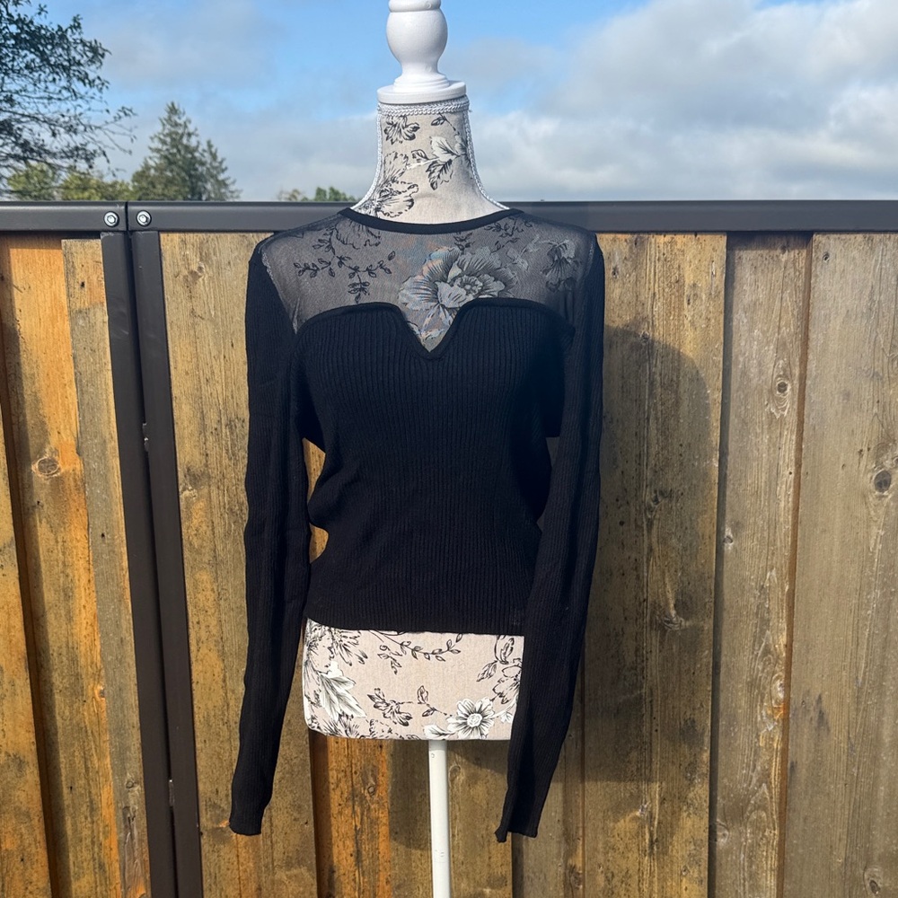 Elegant Black Lace Women's Top